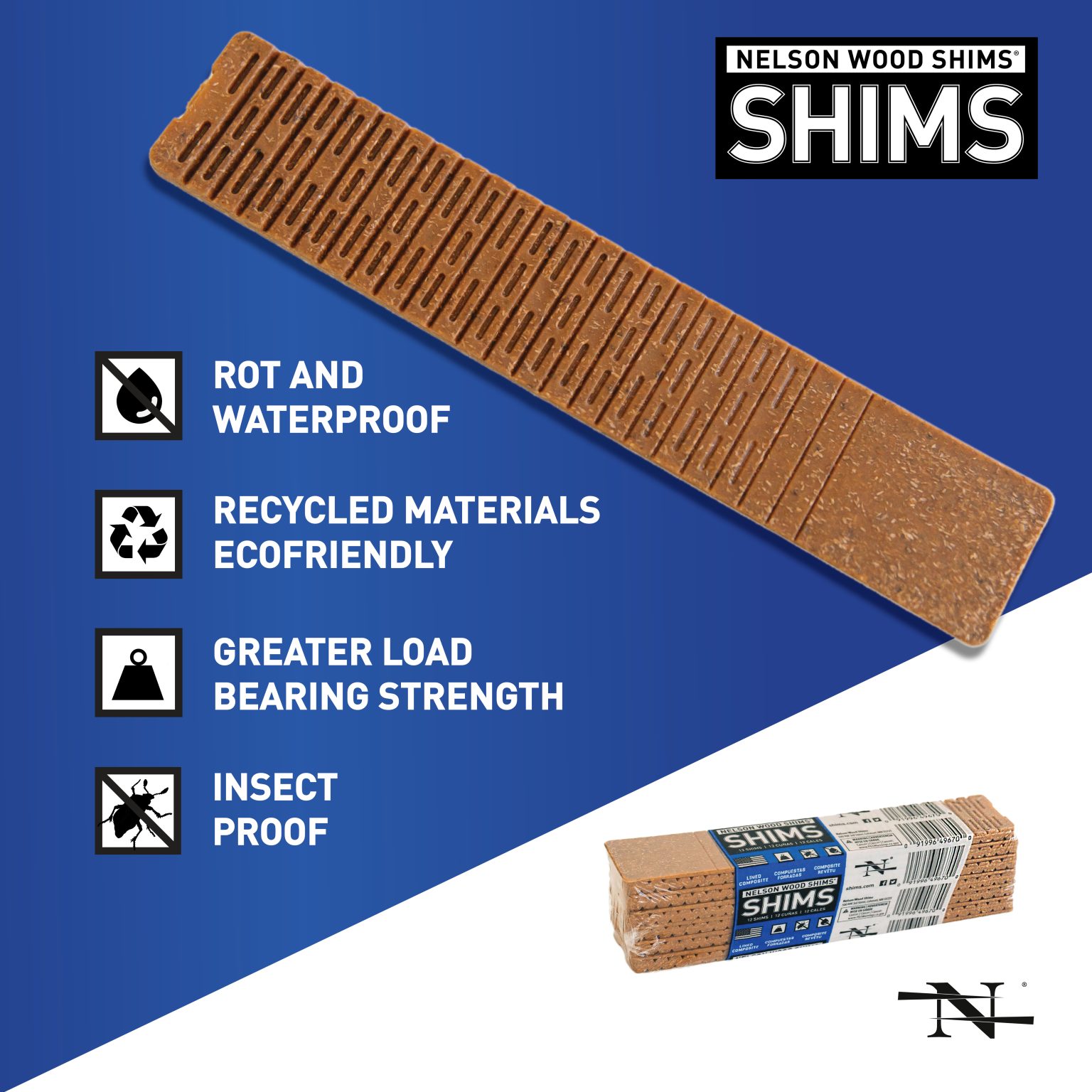 Lined Composite Bundle – 8 Inch Composite Shims – Nelson Wood Shims